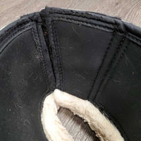 Pr Wrap Around Neoprene Bell Boots, velcro, Fleece Top *gc/fair, clean, scratches, scrapes, holey edges, fleece: clumpy & stiff