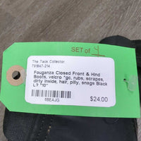 Closed Front & Hind Boots, velcro *gc, rubs, scrapes, dirty inside, hair, pilly, snags