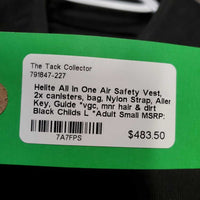 Air Safety Vest, 2x canisters, bag, Nylon Strap, Allen Key, Guide *vgc, mnr hair & dirt