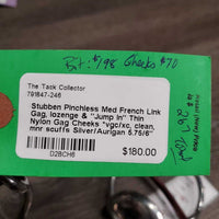 Pinchless Med French Link Gag, lozenge & "Jump In" Thin Nylon Gag Cheeks *vgc/xc, clean, mnr scuffs