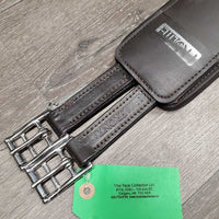Anatomical Shoulder Relief Padded Leather Girth, 2x els, center strap *vgc, clean, stains?film, residue?, rubs, hairy seams