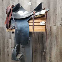 13.5" MW 5.5" Banzet Endurance Saddle, 2x latigos, Stirrups, Hobble Straps, wrapped leathers