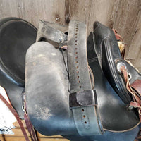 13.5" MW 5.5" Banzet Endurance Saddle, 2x latigos, Stirrups, Hobble Straps, wrapped leathers
