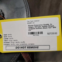 13.5" MW 5.5" Banzet Endurance Saddle, 2x latigos, Stirrups, Hobble Straps, wrapped leathers