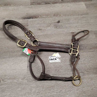 Training Leather Halter, Nylon Rope Noseband *gc/fair, frayed/weak ends, mnr dirt, film & rubs