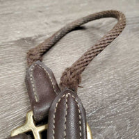 Training Leather Halter, Nylon Rope Noseband *gc/fair, frayed/weak ends, mnr dirt, film & rubs
