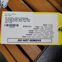 17.25" Adj *set XW *7.25 DK Saddlery Bond II Monoflap Dressage Saddle, Blue DK Fleece Cover, AIR Panels, Rear Gusset Panels, Flaps: 15.75"l x 10"w Serial #:0713 1725 17 34