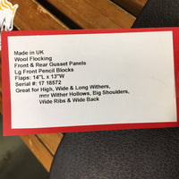 17" *XW 7" Black Country All Purpose, 2 Billet Guards, Wool Flocking, Front & Rear Gusset Panels, Lg Front Pencil Blocks, Flaps: 14"L x 13"W Serial #: 17 18572