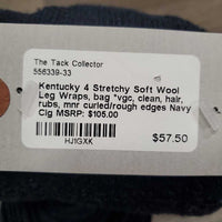 4 Stretchy Soft Wool Leg Wraps, bag *vgc, clean, hair, rubs, mnr curled/rough edges