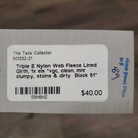 Nylon Web Fleece Lined Girth, 1x els *vgc, clean, mnr clumpy, stains & dirty