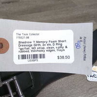 Memory Foam Short Dressage Girth, 2x els, D Ring *gc/fair, NO strap, clean, v.pilly & rubbed, thin/holey edges, frays