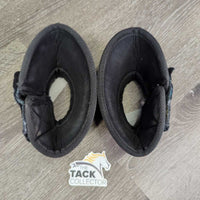 Wrap Around Mesh & Leather Bell Boots, velcro *gc, rubs, frays, clean, hairy & curled velcro, cut tags