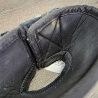 Wrap Around Mesh & Leather Bell Boots, velcro *gc, rubs, frays, clean, hairy & curled velcro, cut tags