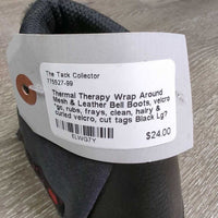 Wrap Around Mesh & Leather Bell Boots, velcro *gc, rubs, frays, clean, hairy & curled velcro, cut tags