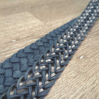 Braided Cotton & Leather Belt, Buckle *gc, clean, faded, rubs