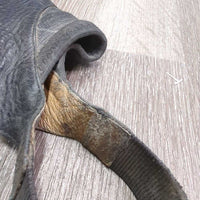Leather Half Chaps, Back Zipper *gc/fair, dirty, rubs, thin & holey spots, unstitched seams, stretched