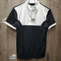 "Genevieve" SS Mesh Show Shirt. 1/3 Zip Up *xc/like new