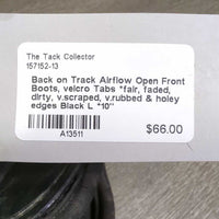 Open Front Boots, velcro Tabs *fair, faded, dirty, v.scraped, v.rubbed & holey edges