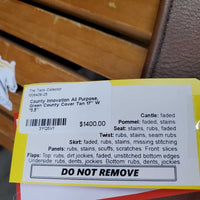 17" Adj *set W *5.5" County Innovation All Purpose, Green County Cover, Wool Flocking, Med Front & Large Back Blocks, Rear Gusset Panels, Flaps: 14.25" x 13.5"W