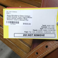 17.5" *Adj Med *Black Gullet In Bates Caprilli Close Contact, 2 Billet Guards, 2 Front Velcro Blocks, 2 Bates Stirrup Leathers, Black Shedrow Cover, CAIR Panels, Rear Gusset Panels, Flaps: 14.25"L x 13.5"W Serial #: V0603418-43