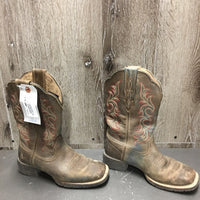 Square Toe Western Cowboy Boots *gc, clean, rubs, stains, scratches, scrapes, smell