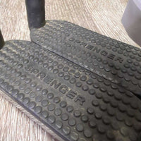 Pr Flexi Stirrup Irons, grips *vgc, clean, mnr scratches, scuffs, dirt & residue