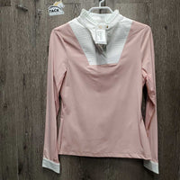 LS Show Sun Shirt, Magnet Closure, snap collar, Ruffles, Mesh Sleeves, tag *new