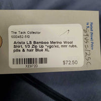LS Bamboo Merino Wool Shirt, 1/3 Zip Up *vgc/xc, mnr rubs, pills & hair