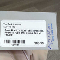 Euro Seat Breeches, Pockets *vgc, mnr stains