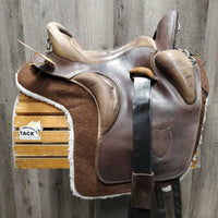 14" XW *6.5" Ortho-Flex Patriot "Officer Model 15" Endurance Saddle, 2 Fleece Panel Covers (Booties), Wide Stirrups, Biothane Leathers, 2 Leather Covers, 30" Orthoflex Neoprene (& Cotton Cover) Short Girth, Flaps: 13"L x 11.5"W Serial # POM114