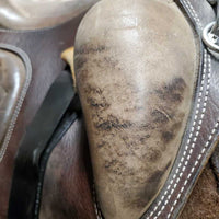 14" XW *6.5" Ortho-Flex Patriot "Officer Model 15" Endurance Saddle, 2 Fleece Panel Covers (Booties), Wide Stirrups, Biothane Leathers, 2 Leather Covers, 30" Orthoflex Neoprene (& Cotton Cover) Short Girth, Flaps: 13"L x 11.5"W Serial # POM114