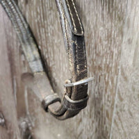 Padded Anatomical Bridle, Rubber Reins *vgc/gc, clean, mnr residue/film, v.loose keepers, No Brow, peeled rubber