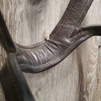 Padded Anatomical Bridle, Rubber Reins *vgc/gc, clean, mnr residue/film, v.loose keepers, No Brow, peeled rubber