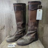Tall Leather Country Boots *gc/fair, clean & dirty, rubs, scrapes, scratches, loose lining, loose heel & edge seal-R, cracking