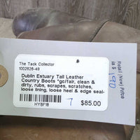 Tall Leather Country Boots *gc/fair, clean & dirty, rubs, scrapes, scratches, loose lining, loose heel & edge seal-R, cracking