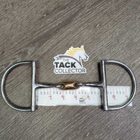 Thin French Link Hunter D Ring Bit, center Lozenge *gc, scratches, stains, dirt