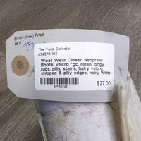 Closed Neoprene Boots, velcro *gc, clean, dingy, rubs, pills, stains, hairy velcro, chipped & pilly edges, hairy