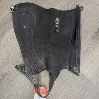 Neoprene/Mesh & Soft Leather Half Chaps *gc, dirt, v.rubbed/peeling inside edges, rubs, scratches
