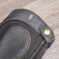 Neoprene/Mesh & Soft Leather Half Chaps *gc, dirt, v.rubbed/peeling inside edges, rubs, scratches