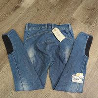 JUNIORS Sticky Full Seat Denim Breeches *gc, seam puckers & rubs, stickies: faded, rubs & peeling