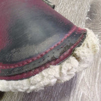 Pr Closed Boots, Wool Fleece, velcro *gc/fair, dirty, thin & unstitched seams, stains, scrapes, clumpy