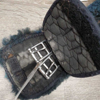 Thick Sheepskin & Quilt Short Girth, D Ring, velcro ends *gc, clean, discolored, hairy, faded, v.rubbed edges