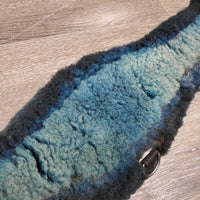 Thick Sheepskin & Quilt Short Girth, D Ring, velcro ends *gc, clean, discolored, hairy, faded, v.rubbed edges