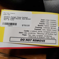 14.5" W *5.75" Hastilow Ranger Close Contact Saddle, 2 Billet Guards, Wool Flocking, Rear Gusset Panels, Med Front Blocks, Flaps: 12"L x 11.75"W Serial #: 2010 42 43