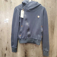Hvy Thick Fleece "Cuddle" Hoodie Jacket, Zipper *gc, faded, pilly cuffs, shrunk?/wavy zip