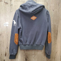 Hvy Thick Fleece "Cuddle" Hoodie Jacket, Zipper *gc, faded, pilly cuffs, shrunk?/wavy zip