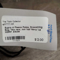 4 Fleece Polos, Drawstring Bag *like new, mnr hair