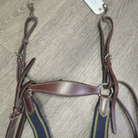 5 Point Leather & Elastic Breastplate, Running Martingale Attach, snaps *xc/vgc, clean, mnr dusty, rubs, scratches & residue, dirt
