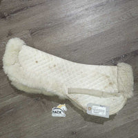 Quilt & Sheepskin Rolled Edge Half Pad *gc, mnr dirt, rubs, dingy, clumpy & threads, thin edge