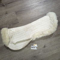 Quilt & Sheepskin Rolled Edge Half Pad *gc, mnr dirt, rubs, dingy, clumpy & threads, thin edge